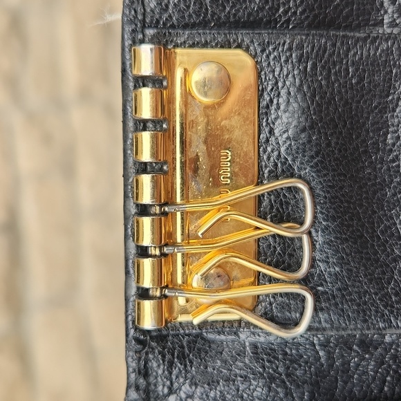 Miu Miu Pebbled Leather Jeweled & Studded Black Key Holder - Picture 6 of 13